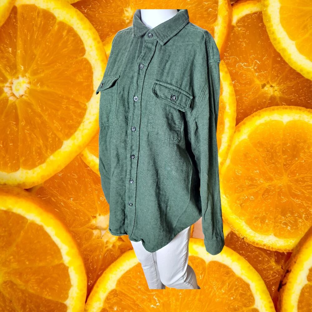 Woolrich Men's Green Cotton Utility Long‎ Sleeve Button-Down Shirt Size L
